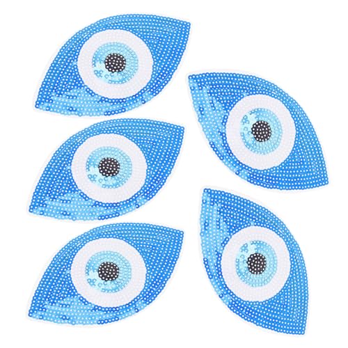 LIFKOME 5 Stück Teiliges Pailletten Applikationen Augen zum Aufnähen und Aufbügeln Strapazierfähige DIY Stoffflicken für Kleidung Schuhe Hüte Waschbar Vielseitig für Textilreparatur und von LIFKOME