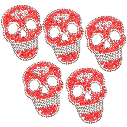 LIFKOME 5 Stück Teiliges Skull Patches Dekorative Bestickte Aufnäher für Kleidung Taschen Accessoires Einfach Aufzubügeln Nähen für Diy Projekte und Reparaturen von LIFKOME