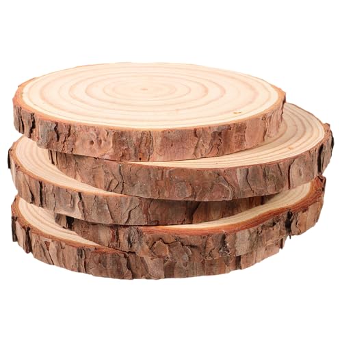 LIFKOME 5 Stück Unbehandelte Holzscheiben: Rustikale Verzierungen, 14–15 Cm, Natürliche Rindenscheiben, Unbehandelt – Runde Holzscheiben Zum Basteln von LIFKOME
