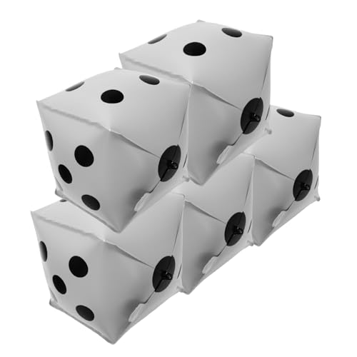 LIFKOME 5 Stück Würfel Luftballons aus Aluminiumfolie Matte Weiße Würfel für Spielnächte und Poker Themenpartys Wiederverwendbare Partydekorationen von LIFKOME