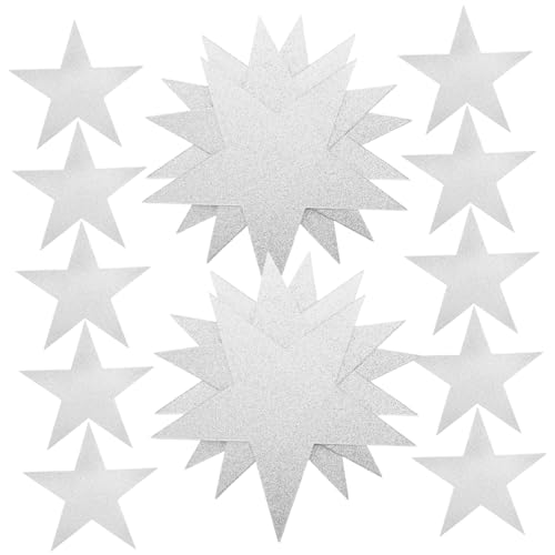 LIFKOME 50 Blatt Glitzernde Stern Ausschnitte Silberne Doppelseitige Papier für Schuldekoration und Feiern für Themenpartys und DIY Projekte von LIFKOME