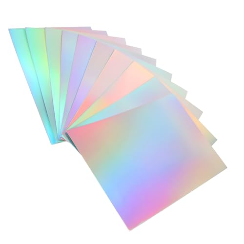 LIFKOME 50 Stück DIY Bastelpapier Einseitig Holografisch Quadratische Faltpapiere aus Reißfestem Karton für Scrapbooking Kinderhandwerk und Kreative Geschenkgestaltung von LIFKOME