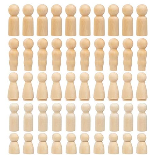 LIFKOME 50 Stück Diy Holzfiguren Bunte Kreative Holzpuppen für Bastelprojekte für Familienaktivitäten für Künstlerische Gestaltung und Bildungsspielzeug von LIFKOME
