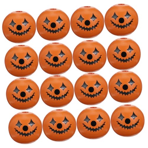 LIFKOME 50 Stück Halloween Dekorationen Dekorationen Perlen Halloween Massenspielzeug DIY Bastelzubehör Party Dekoration Holz Orange von LIFKOME