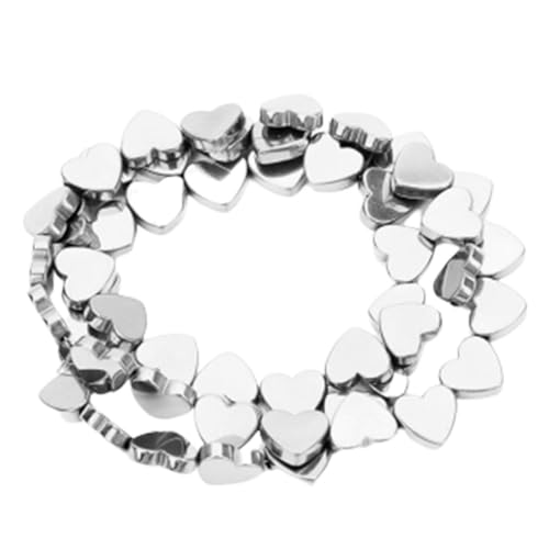 LIFKOME 50 Stück Hollow Heart Beads Bunte Steinperlen Silber Diy Schmuckzubehör für Armbänder und Kreative Handwerksprojekte von LIFKOME