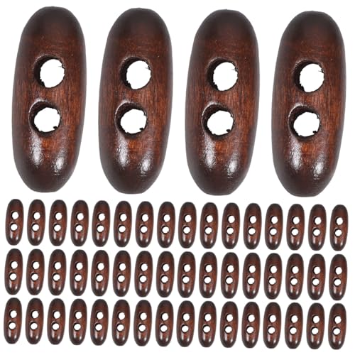 LIFKOME 50 Stück Holzknöpfe Oval Zweiloch Knebelknöpfe zum Annähen Natürliche Holztasten für DIY Mantel Pullover Taschen und Hüte Dekorative Verschlüsse von LIFKOME