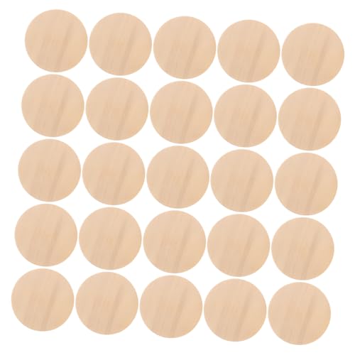 LIFKOME 50 Stück Massivholzscheiben Holzzeichen Holz Kreis Holzmarken Holzrunden Zum Basteln Holzspäne Selber Machen Runde Holzscheiben Runde Holzmünzen Holzringe Holzkreise Light Brown von LIFKOME