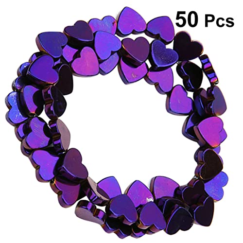 LIFKOME 50 Stück Plattierte Herzperlen Kreative Diy Bastelperlen für Armbänder und Lila Natürlichem Hämatit für Schmuck und Dekoration von LIFKOME