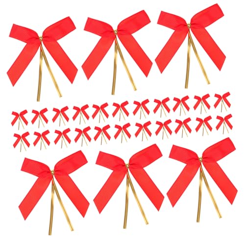 LIFKOME 50 Stück Roten Bowknot Geschenkbänder Handgemachte Kreative Doppelseitige Ripsbänder für Dekoration Basteln und für Geburtstagsfeiern Blumen Kuchen und Mehr von LIFKOME