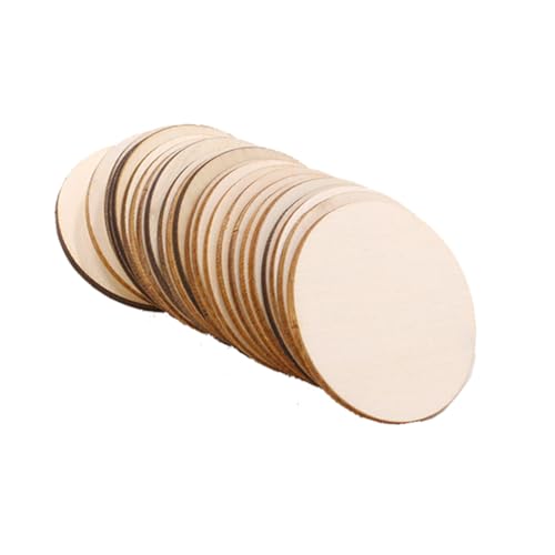 LIFKOME 50 Stück Runde Holzscheiben DIY Bastelzubehör Natürliche Holzplatten zum Malen Gravieren und Dekorieren für Innenbereiche und Festtagsdekorationen von LIFKOME