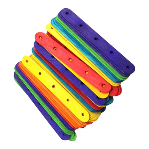 LIFKOME 50 Stück Teiliges Bunte Jumbo holzstäbchen mit Löchern Glatte Oberfläche ohne Splitter Farbige Holzstäbe für DIY Bastelprojekte für Schule Gruppenaktivitäten und Kreative Designs von LIFKOME
