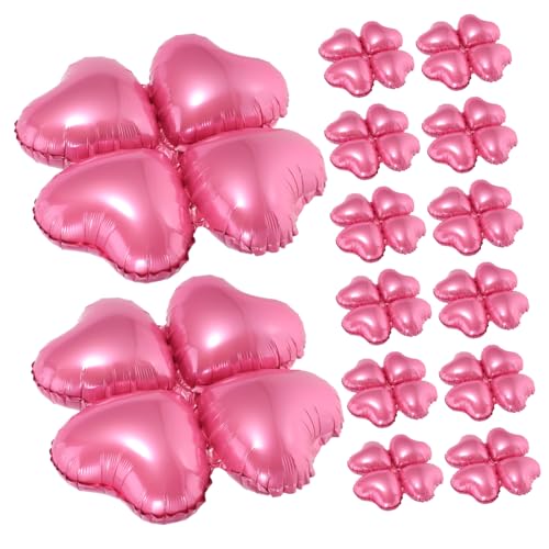 LIFKOME 50 Stück Teiliges Herzform Folienballons Rosa mit Vierblättrigem Kleeblatt Wiederverwendbare Partydeko für Valentinstag Geburtstage und Hochzeiten Vielseitig Einsetzbar für von LIFKOME
