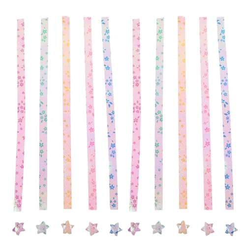 LIFKOME 500 Stück Origami Papier Sternstreifen mit Goldfolie Glänzende Vorgefertigte Faltstreifen für Lucky Star Basteln Bunte Metallic Stern-dekoration für Weihnachten und von LIFKOME