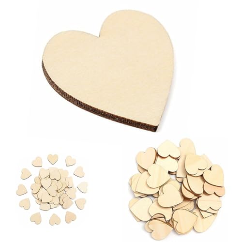 LIFKOME 50 Stück Herzförmige Holzscheiben Unbemalt Natürliche Birke 6cm Selbstgemacht Bastelverzierungen für Hochzeiten Valentinstag und Weihnachten von LIFKOME
