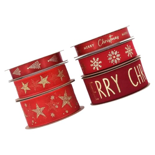LIFKOME 6 Rollen Rotes Glitzerband Breites Organza Geschenkband mit Goldfolie Weihnachtsdeko für Geschenke DIY Basteln Festliche Verpackung und Party Dekoration von LIFKOME