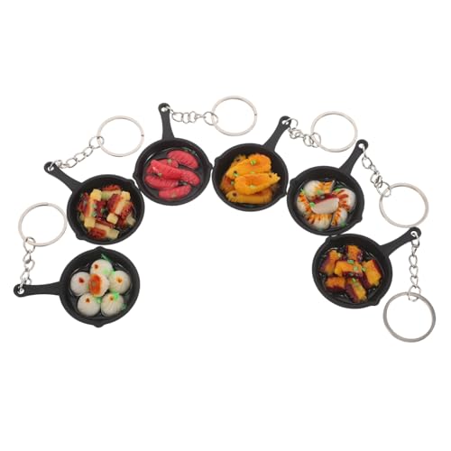 LIFKOME 6 Stück Mini Food Schlüsselanhänger mit Lustigem Pfannen-design Niedliche Taschenanhänger und Party-deko Realistische Miniatur Lebensmittel Charms für Handtaschen und Beutel von LIFKOME