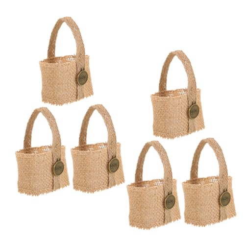 LIFKOME 6 Stück Rustikale Mini Burlap Körbe Vielseitige Candy und Blumenkörbe für Hochzeitsempfang Handliche Party Dekorationstaschen Einfache Transportlösung für Feierlichkeiten von LIFKOME