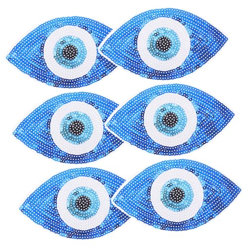 LIFKOME 6 Stück Teiliges Bestickte Aufnäher mit Pailletten Dekorative Augen patches zum Aufbügeln Hochwertige Kleidungspatches für Jeans Jacken DIY Bastelprojekte und Textilreparatur von LIFKOME