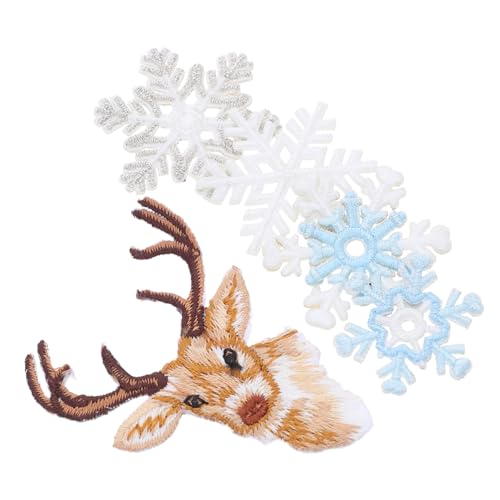LIFKOME 6 Stück Teiliges Goldene Schneeflocken-stickapplikationen mit Hirschmotiv zum Aufnähen und Aufbügeln Bestickte DIY Stoffpatches für Kleidung Jeans Mützen Rucksäcke Jacken Kreative von LIFKOME