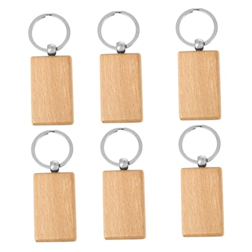 LIFKOME 6 Stück Teiliges Kreative Schlüsselanhänger aus Massivem Holz Rechteckige DIY Holzanhänger Stabile Holz Schlüsselringe zum Bemalen und Dekorieren für Männer und Bastelprojekte von LIFKOME