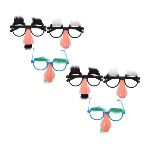 LIFKOME 6 Stück Teiliges Lustige Brillen mit Weißem Schnurrbart und Augenbrauen aus Leichtem Kunststoff Komfortabel Vielseitig für Halloween Kostüm Themenpartys Einfache Reinigung und von LIFKOME
