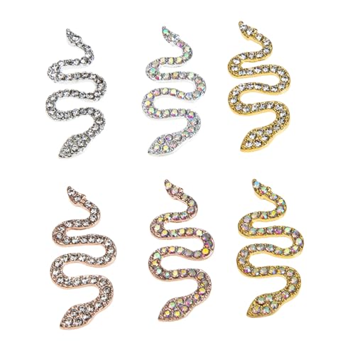 LIFKOME 6 Stück Teiliges Nail Gems Schlangen Design mit Strasssteinen DIY Nagelkunst Zubehör für Natürliche und Künstliche Nägel Elegante Nageldekorationen in Silber Gold und Roségold von LIFKOME