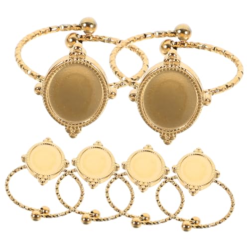 LIFKOME 6 Stück Teiliges Verstellbare Ringbasen für Schmuckherstellung DIY Ringrohlinge mit Ovaler Flacher Basis Goldfarben Langlebig und Vielseitig für Verzierungen von LIFKOME