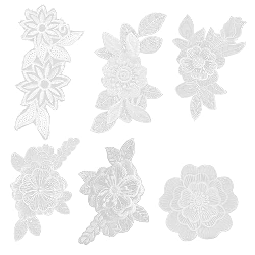 LIFKOME 6 Stück Weiße Spitzenblumen Patches Handgemachte Applikationen für Diy Nähprojekte zum Aufnähen und Dekorieren von Kleidung und Bastelarbeiten von LIFKOME