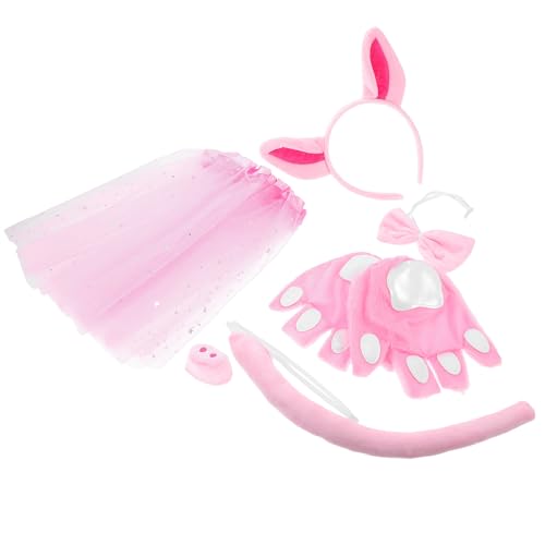 LIFKOME 6-teiliges Schweinekostüm für : Halloween, Schweineohren, Stirnband, Rock, Handschuhe, Fliege, Tierkostüm, Cosplay für Geburtstagsfeiern, Feiertagsfeiern von LIFKOME