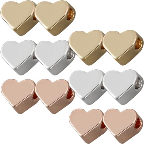 LIFKOME 60 Stück Herzperlen Metall Abstandshalter Perlen für DIY Armbänder Herzform Silber Gold Roségold Bastelmaterial für Schmuckherstellung und Kreative Projekte von LIFKOME