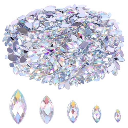 LIFKOME 600 Stück Acryl Strasssteine Flatback in Weiß Ab Faderesistent Verschiedene Flacher Rückseite Schmucksteine für DIY Nail Art Handyhüllen Kleidungsdekorationen von LIFKOME
