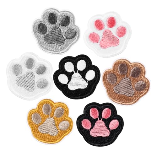 LIFKOME 7 Stück Teiliges Selbstklebende Pfotenmuster Aufnäher zum Aufbügeln Gestickte Hundepfoten Flicken für DIY Kleidung Jeans Jacken Hüte Rucksäcke Reparierende Applikationen in von LIFKOME