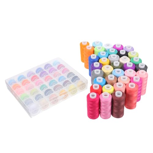 LIFKOME 72 Stück Polyester Nähgarn und Yards Bobbin für Nähmaschine für Hand und Maschinennähen Quilting und Kreative Projekte von LIFKOME