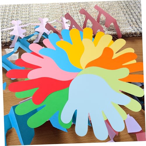 LIFKOME 72 Stück Teiliges Buntes Papierhandabdruck Kreative DIY Wanddekoration für Klassenzimmer für Schulpartys Bastelprojekte und Bunte Raumgestaltung in Büro und Kinderzimmer von LIFKOME