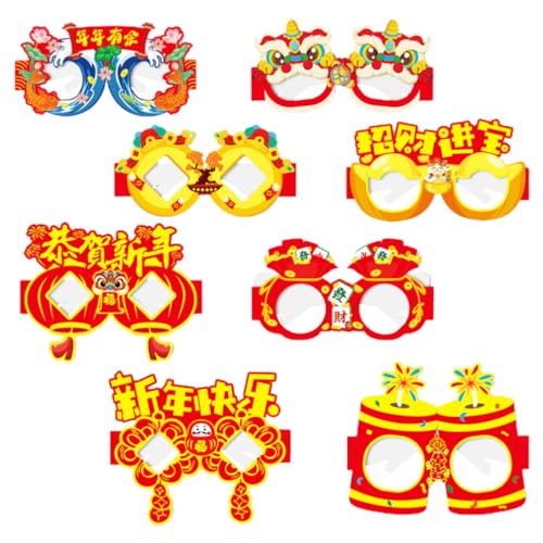 LIFKOME 8 Paar Brillen Für Das Jahr 2024 Das Jahr Des Drachen Chinesisches Neujahr Papierbrillengestelle Drachenkostüm-Brillen Tierkreiszeichen Mondjahr Brillen Für von LIFKOME