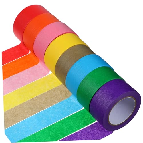 LIFKOME 8 Rollen 8-farbiges Papierband Maskierung Bunt Etikett Breit Maler Klebeband Lampenschirm Regenbogenband Abdeckpapier Abdeckband Aus Papier Künstlerband Für Aquarellpapier von LIFKOME