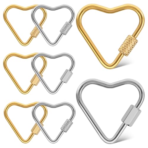 LIFKOME 8 Stück Karabiner In Herzform Schlüsselanhänger Charm Halter Anhänger Ring Aufhänger Links Schlüsselhalter Liebes Schlüsselring Herzform Verriegelungsclip von LIFKOME