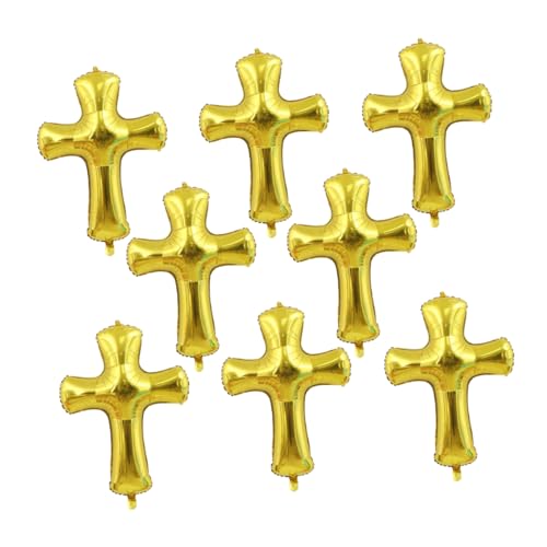 LIFKOME 8 Stück Teiliges Aluminium Folienballons Kreuz Goldfarbene Shower Deko Langlebig und Einfach Aufzublasen für Taufe Babyparty Kindergeburtstag und Festliche Feiern von LIFKOME