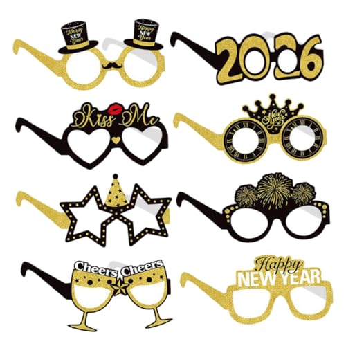LIFKOME 8 Stück Teiliges Neujahrsbrillen mit Glitzer Papierbrillen für Silvester Weihnachtsfeiern und Abschlussfeiern Lustige Fotorequisiten und Partydekorationen LIFKOME 8 Stück Teiliges Neujahrsbrillen mit Glitzer Papierbrillen für Silvester Weihnachtsfeiern und Abschlussfeiern Lustige Fotorequisiten und Partydekorationen von LIFKOME