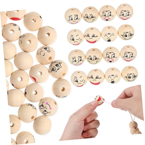 LIFKOME 80Stücke Holzperlen Für Armbänder Runde Bastelperlen Mit Vorgebohrten Löchern DIY Holzperlen Für Schmuck Scrapbooking Und Natürliche Holzoptik von LIFKOME