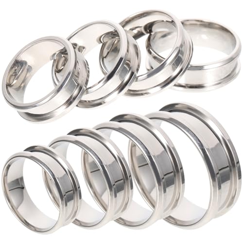 LIFKOME 8Stücke Teiliges Grooved Fingerringe für Schmuckherstellung Titanstahl Ringe Stahlfarbe Einzigartiges Design für Kreationen von LIFKOME