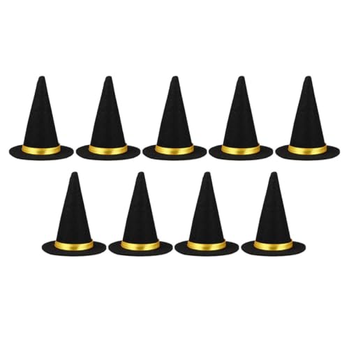 LIFKOME 9 Stück Halloween-Dekorationshut Halloween-Partygeschenke Halloween Flaschenkappe Toper Mini-Zylinder Hexenhut -Topper Halloween-Hüte Hexenhut kleiner Bastelhut Stoff Schwarz von LIFKOME