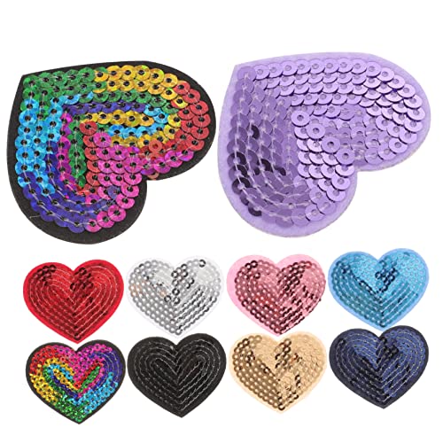 LIFKOME 9 Stück Teiliges Herz Sequins Patches Selbstklebende Applikationen für DIY Kleidung zum und Verzieren von Jacken Jeans und Accessoires von LIFKOME