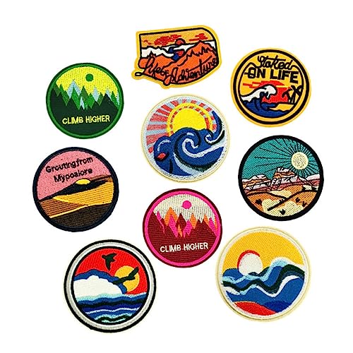 LIFKOME 9Stücke Runde Stickerei Patches für DIY Aufbügelbare Abzeichen für Kleidung Taschen Jeans und Kunsthandwerk Mixed Style für Kreative Projekte von LIFKOME