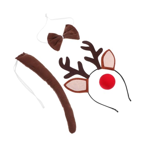 LIFKOME Antler Stirnband Nase Fliege für Cosplay und Bühnenauftritte Teiliges Set aus Flexiblem Tüll und Realistischen Accessoires von LIFKOME