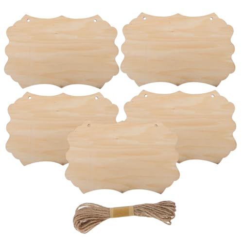 LIFKOME Blanko Holzschild Holzschild Hängeschild Rechteckig Blankes Dekoratives Hängeschild Hängeplakette Basteln Wandschilder Dekoschild Beige von LIFKOME