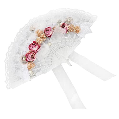 LIFKOME Braut Handfächer mit Design Eleganter Blumen Fächer für Hochzeiten Dekoration und Tanzaufführungen Accessoires für Brautjungfern und Trauzeuginnen von LIFKOME
