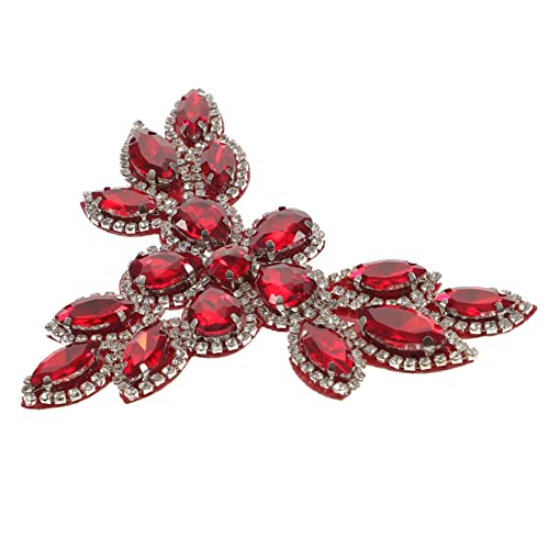 LIFKOME DIY Beaded Applique Patch für Kleidung Schuhe und Hüte Große Rote Kristallblumen für Kreative Reparaturen und Stilvolle Verschönerungen von LIFKOME