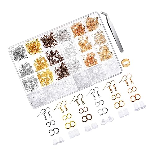 LIFKOME DIY Ohrschmuck Zubehör Set aus Langlebigem Legierungs Material mit Leder Ohrhaken Karabinerverschluss und Offenen Ringen für Schmuckherstellung Scrapbooking Schlüsselanhänger und von LIFKOME
