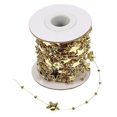 LIFKOME Dekorative Perlenkette Goldene Sternperlen DIY Schmuck Basteln Armband Halskette Zubehör Perlenband für Festival Party Deko und Fotorequisiten von LIFKOME